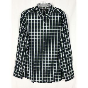 Michael Kors Green Plaid Shirt Classic‎ Fit Long Sleeve Size L 100% Cotton